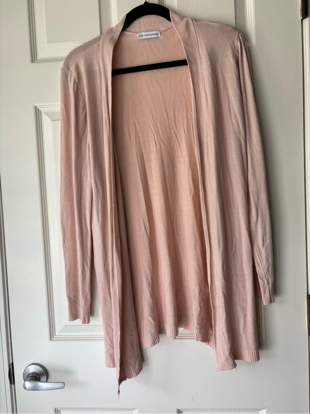 Blush Pink Open-Front Cardigan